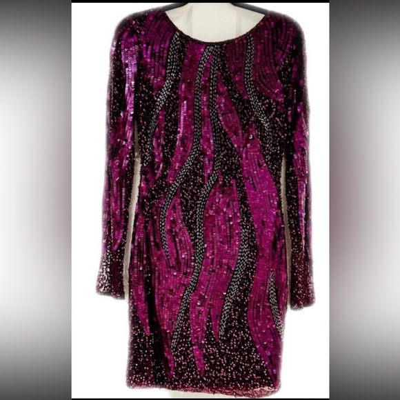CACHE Cocktail Dress Purple Pink Sequined, Fully Lined, Size 6, NWT!! - Picture 12 of 14